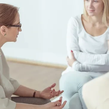 Therapist and client in a calm counselling session